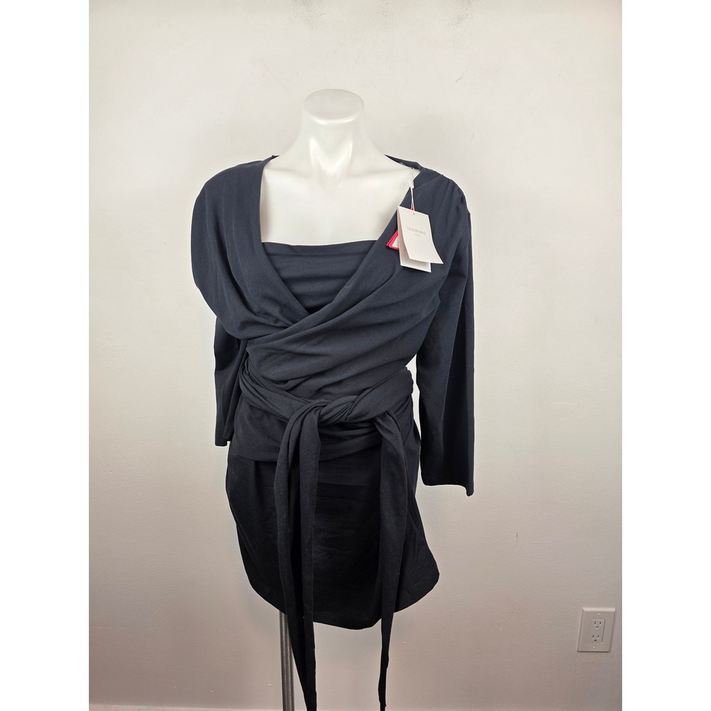 Seraphine Curve Skin to Skin Top Black Wrap Nursing Maternity Plus Size US 16